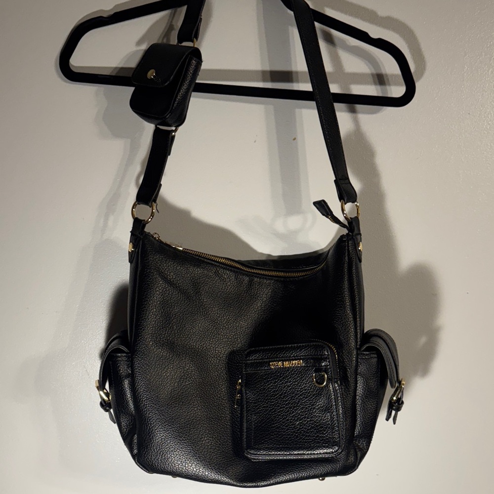 Steve Madden Black Crossbody Bag with Gold Accents